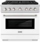 ZLINE Paramount 36" Satin Stainless Steel Pro Style Dual Fuel Range with White Matte Door-0