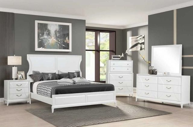 Bernards Renascence Pearl White Queen Panel Bed-1