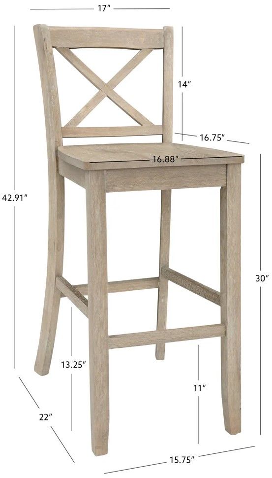 Linon Torino Gray Wash X-Back Bar Stool-1