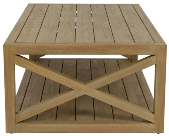 Sunset West Coastal Warm Gray Wooden Outdoor Coffee Table-2