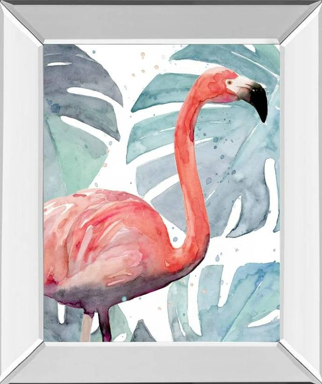Classy Art Flamingo Splash I by Annie Warren Mirrored Frame Wall Art-0