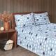 Olliix by Woolrich Blue Sheep King Flannel Cotton Sheet Set-4