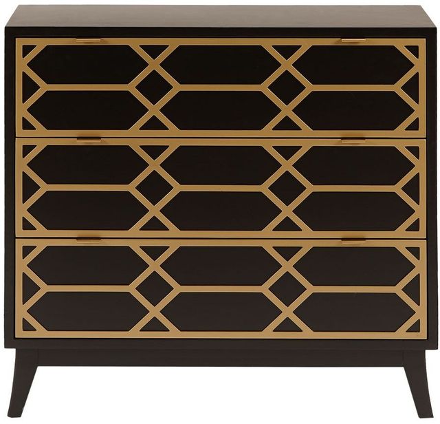 Olliix by Madison Park Black/Gold Maria Gold Lattice Accent Chest-0