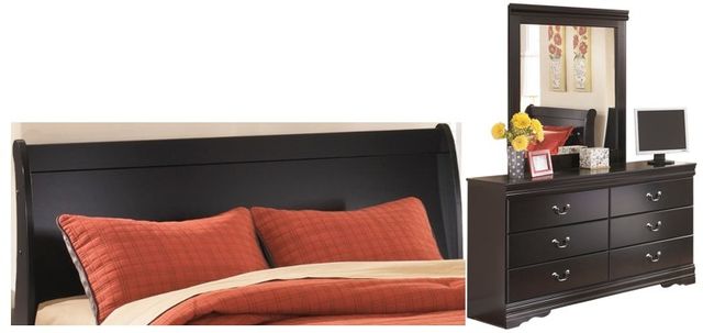 Signature Design by Ashley® Huey Vineyard 3-Piece Black King Sleigh Headboard Bed Set-0
