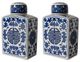 A & B Home Ren Blue/White Lidded Jar-0