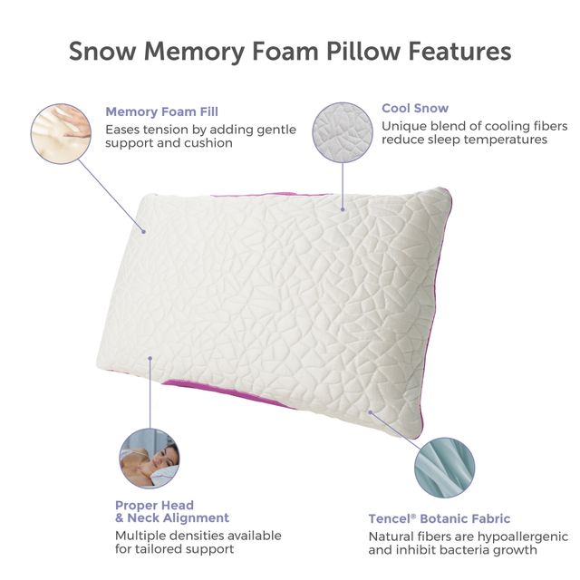 Protect-A-Bed® Therm-A-Sleep® White Snow Memory Foam Queen Pillow-2