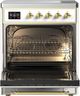 Ilve® Majestic III 30" White Pro Style Induction Range with Triple Glass Door and Brass Trim-1