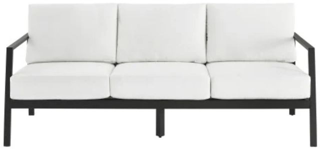 Linon Alora White/Black Aluminum/Fabric Outdoor 3-Seater Sofa-2