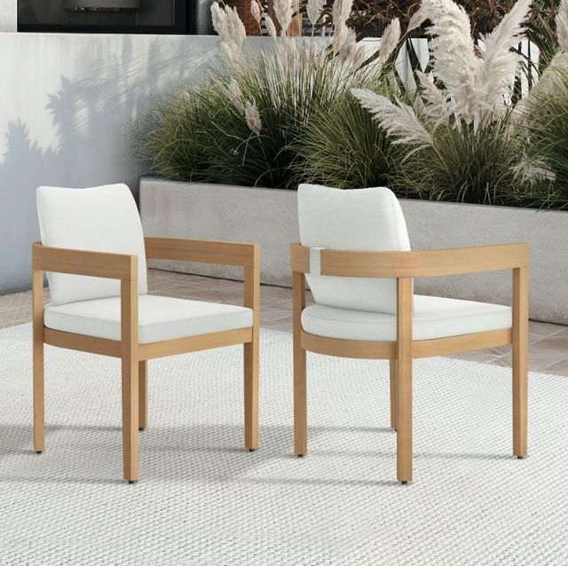 New Classic® Home Furnishings Wesley 2-Piece White Acacia/Sundura Outdoor Patio Side Chair Set-1