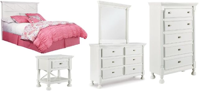 Signature Design by Ashley® Kaslyn 5-Piece White Full Panel Headboard Bed Set-0