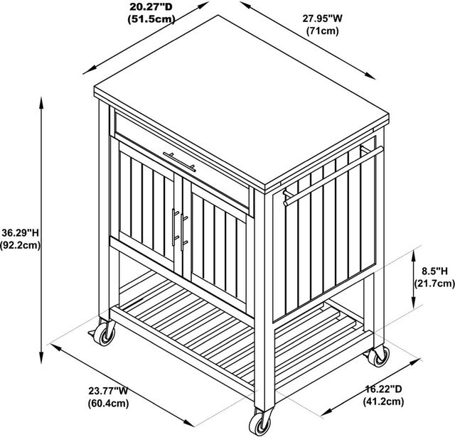 Powell® Conrad Teal Kitchen Cart-3