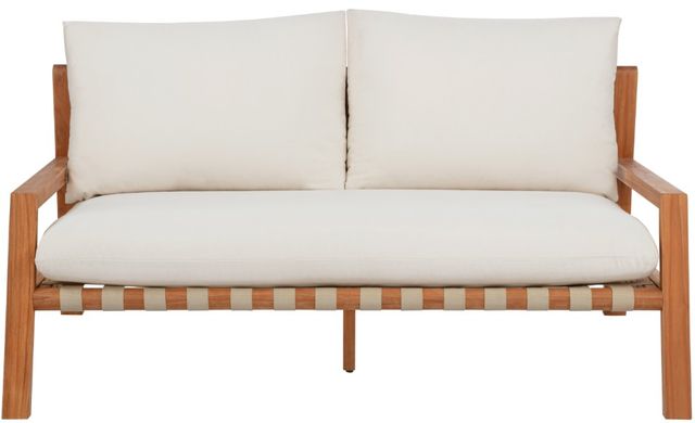 Linon Charlotte Brown/Off-White Fabric/Teak Bench-2