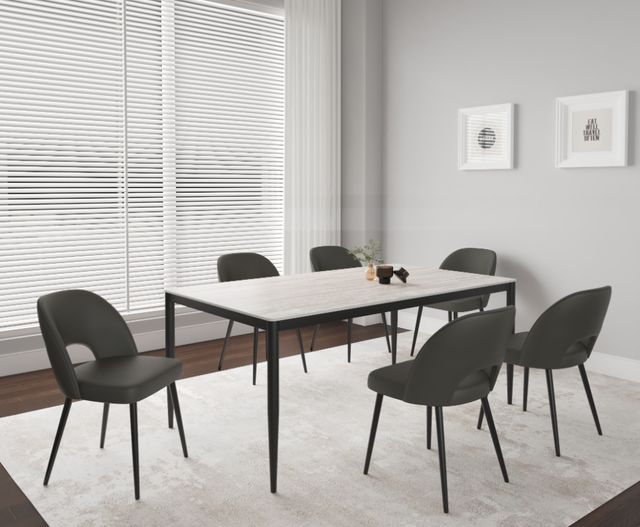 Cramco Marta Fossil Stone Top 70" Dining Table with Matte Black Base-2
