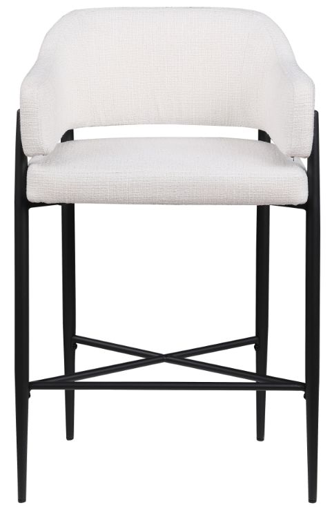 Meridian Furniture Dame Cream/Black Upholstered Counter Stool-1