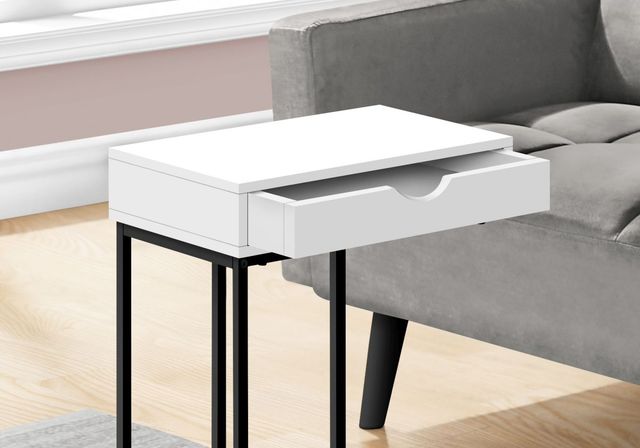 Monarch Specialties Inc. White 25"H Drawer C Table with Black Metal Base-1