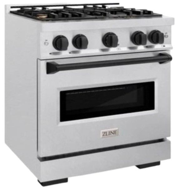 ZLINE Classic Autograph Edition 30" Stainless Steel Pro Style Gas and Matte Black Accents-2