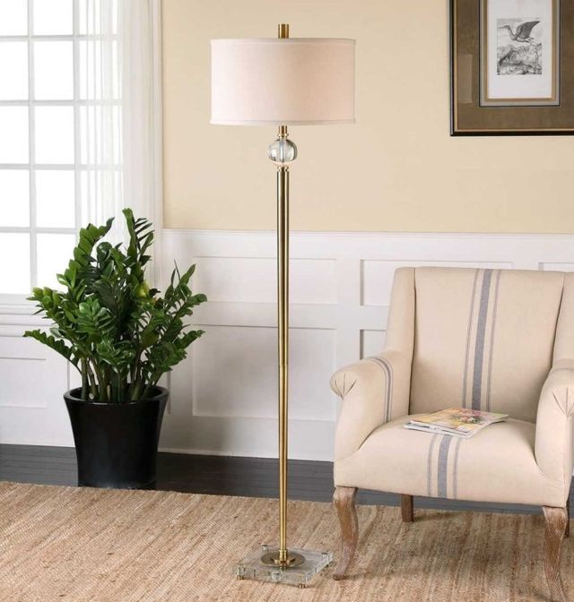 Uttermost® Mesita Brush Brass Floor Lamp-1