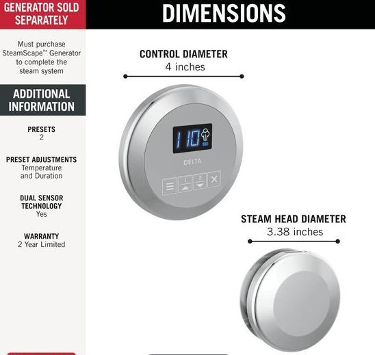 Delta SteamScape™ Classic System Lumicoat® Chrome Round Steam Package-1