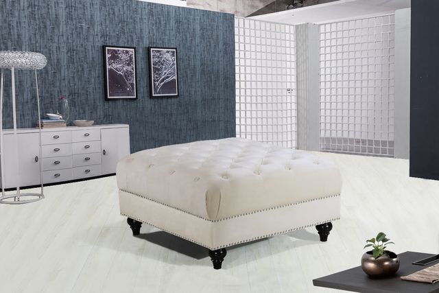 Meridian Furniture Sabrina Cream Velvet Ottoman-2