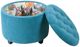 Olliix by Madison Park Blue Sasha Round Ottoman with Shoe Holder Insert-1