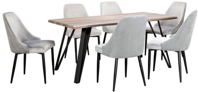 Mazin Furniture Carrie Brown Dining Table with Black Hairpin Metal Legs-3