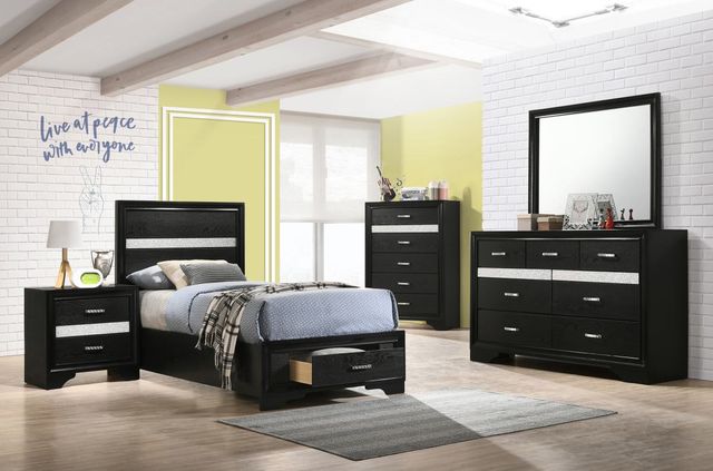 Coaster® Miranda 5-Piece Black Twin Storage Bedroom Set