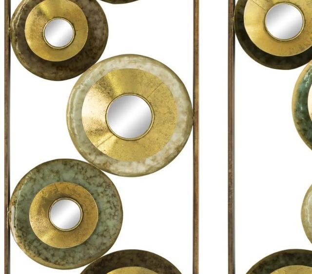 Classy Art Bronze/Gold Circle Panel Wall Mirror-1