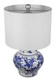 A & B Home Blue/White 12" Ceramic Vase Lamp-1
