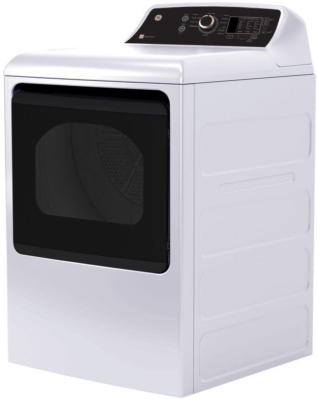 GE® 7.4 Cu. Ft. White and Rose Gold Top Load Electric Dryer with Sensor Dry technology-2