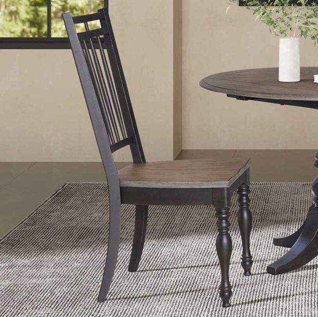 Liberty Furniture Magnolia Manor Antique Black/Weathered Bark Spindle Back Dining Side Chair-1