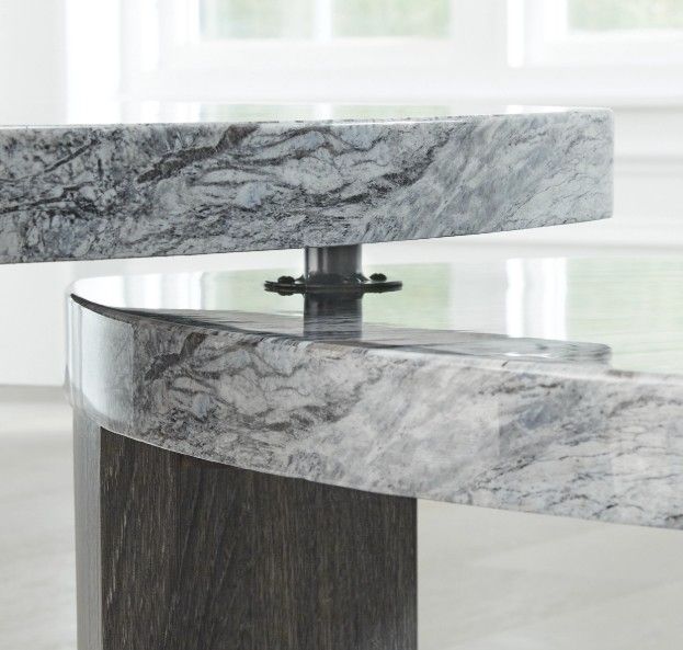 Signature Design by Ashley® Surmour 2-Piece Gray Stacked Cocktail Table Set with Brown Base-4