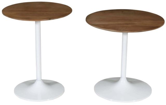 Jofran Inc. Global Archive 2-Piece Brown Nesting Table Set with Remy White Base-0