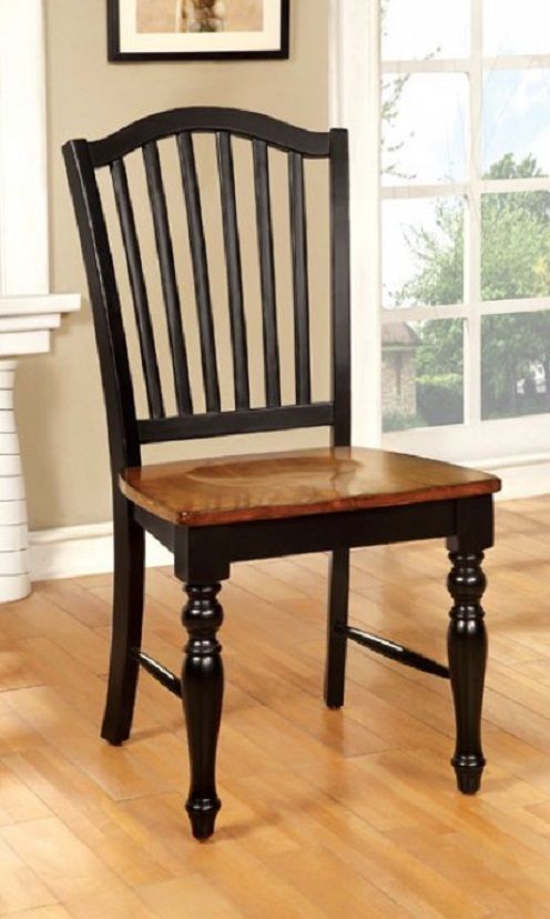 Furniture of America® Mayville 2-Piece Antique Oak/Black Dining Side Chair Set-2