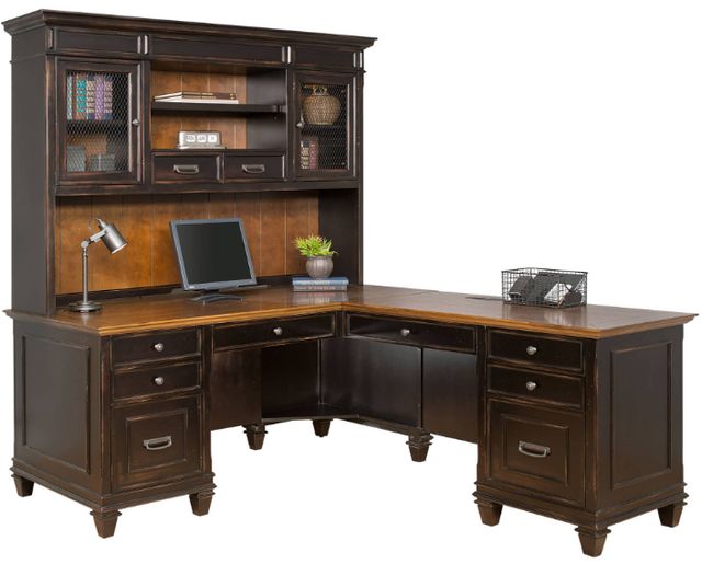 Martin Furniture Hartford Brown L-Shaped Desk -0
