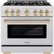 ZLINE Select Autograph Edition 36" Satin Stainless Steel Convection Pro Style Gas Range with Polished Gold Accents-0