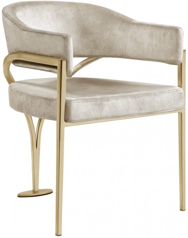 Meridian Furniture Madelyn Stone/Brushed Brass Velvet Dining Chair-0