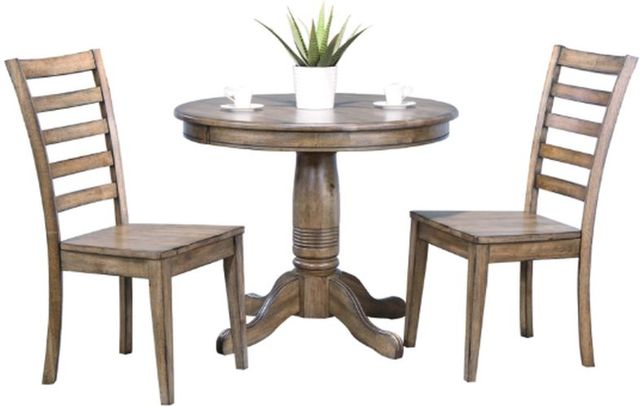 Winners Only® Carmel Rustic Brown Round Pedestal Dining Table-2