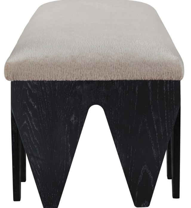 Meridian Furniture Altair Black/Beige Velour Fur Fabric Upholstered Bench-1