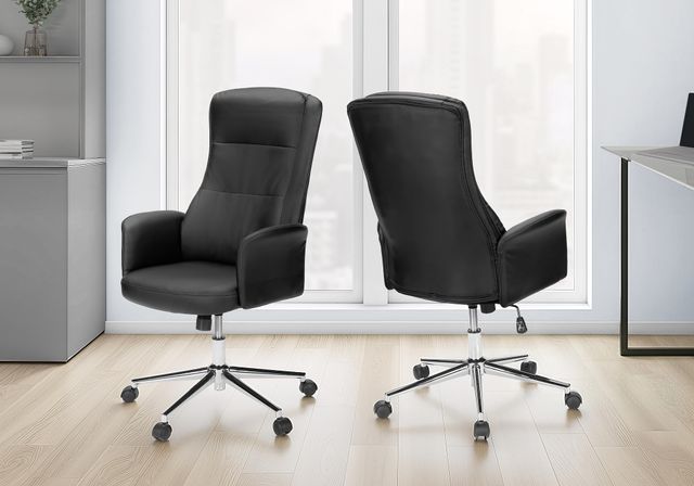Monarch Specialties Inc. Black Leather-Look High Back Executive Office Chair with Tilt Function-1