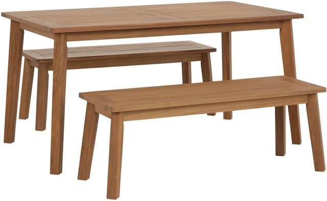 Janiyah 3 Piece Outdoor Dining Set - Light Brown