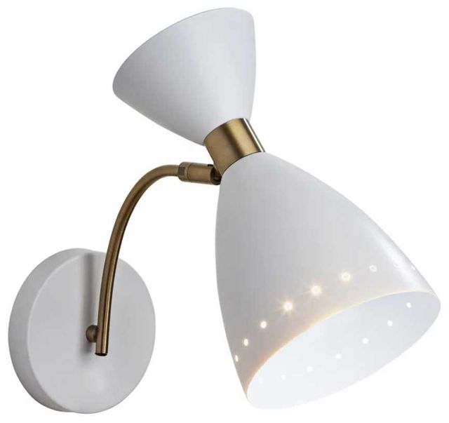 Adesso® Oscar Antique Brass/White Wall Light-0