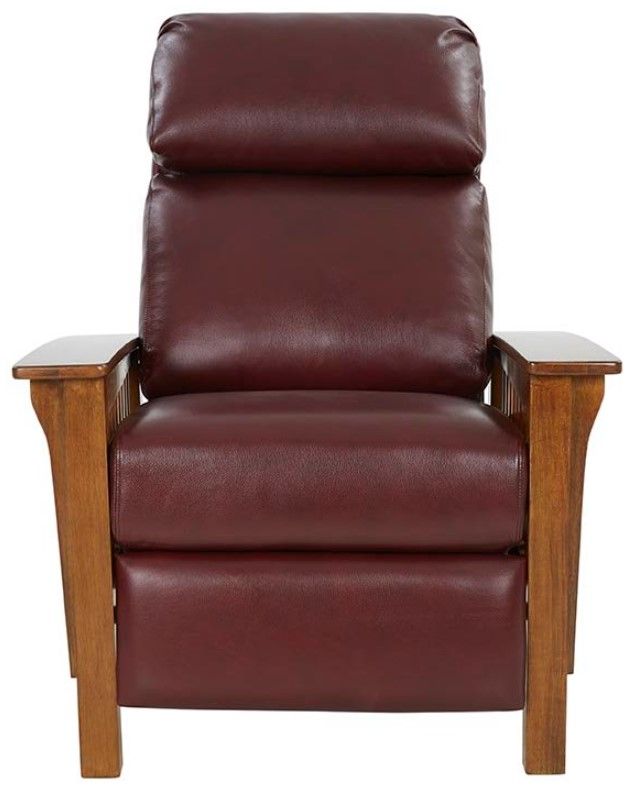BarcaLounger® Mission Brown/Marisol Cabernet Leather Manual Recliner-3