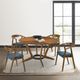 Armen Living Santana 2-Piece Blue/Walnut Dining Arm Chair Set-0