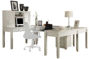 Parker House® Boca 5-Piece Cottage White U Shape Desk with Hutch and File Set