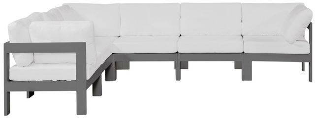 Meridian Furniture Nizuc 6-Piece Dark Gray/White Aluminum/Fabric 120" Outdoor Patio Modular Sectional-1