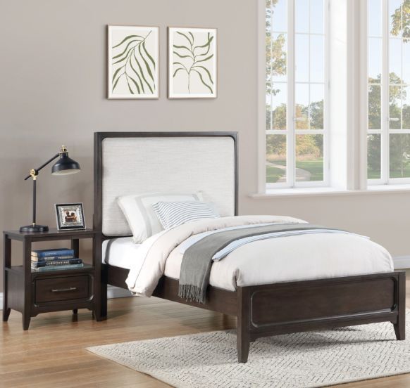 Winners Only® Westfield Expresso/White Youth Full Upholstered Panel Bed-1