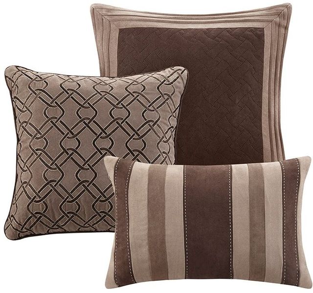 Olliix by Madison Park 7 Piece Tan King Kennedy Faux Suede Comforter Set-2