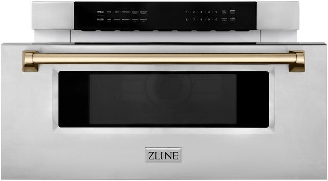 ZLINE Autograph Edition 1.2 Cu. Ft. Stainless Steel with Champagne Bronze Accents Microwave Drawer-1