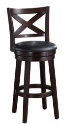 30" Solid Hardwood X-Back Swivel Barstool w/ Padded Upholstered Seat (Qty 2)-0