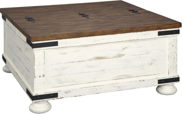 Signature Design by Ashley® Wystfield Brown Storage Coffee Table with Antique White Base-1